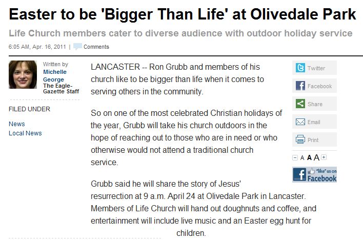 Easter to be ‘Bigger Than Life’ at Olivedale Park